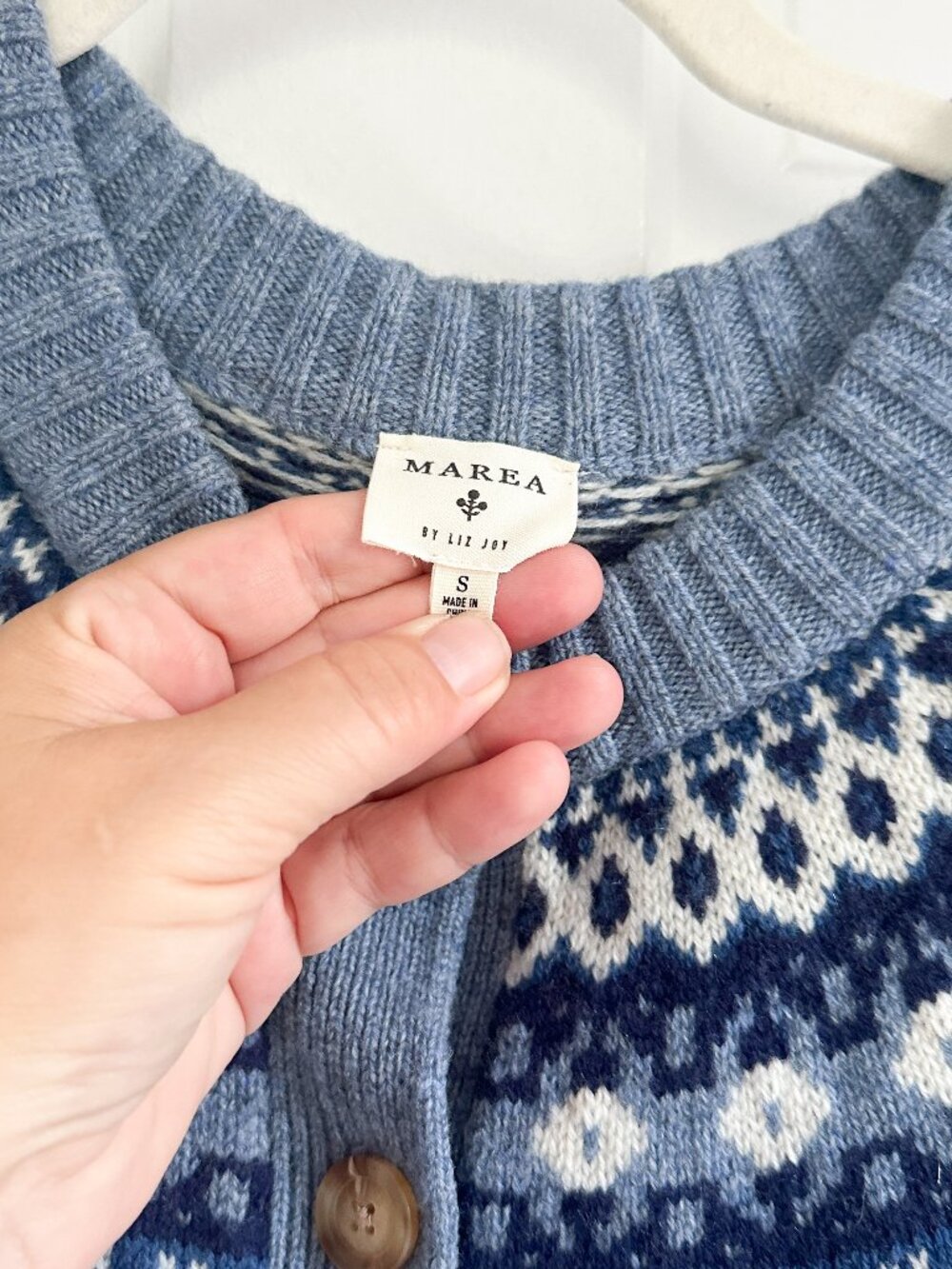 24 HOUR SALE - 9/17 !!! Blue Fair Isle Button-Front Cardigan Sweater - Picture 5 of 6